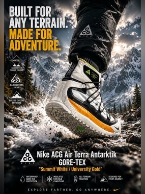 New!🔥 Nike ACG Air Terra Antarktik GORE-TEX "Summit White / University Gold"🔥